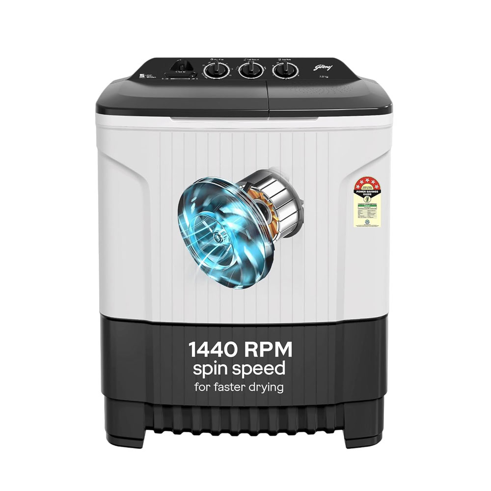Godrej 7.5 Kg 5 Star Storm Force Pulsator Semi Automatic Top Load Washing Machine