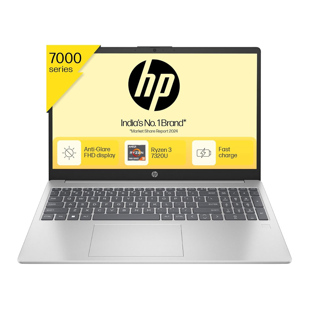 HP 15, AMD Ryzen 3 7320U Laptop (8GB LPDDR5, 512GB SSD) Anti-Glare, Micro-Edge