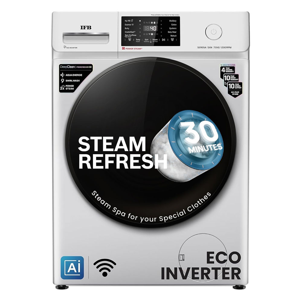 IFB 7 Kg 5 Star Powered by AI with 9 Swirl Wash, WiFi, Fully Automatic Front Load Washing Machine