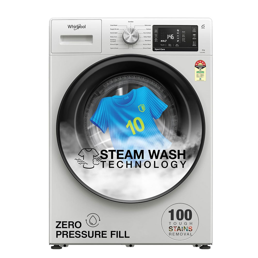 Whirlpool 8 Kg 5 Star Inverter Front Load Fully Automatic Washing Machine with In-Built Heater